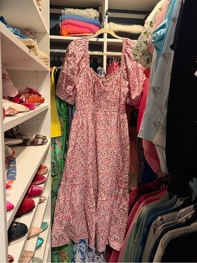 Pink City Prints Floral Dress - fits like XL